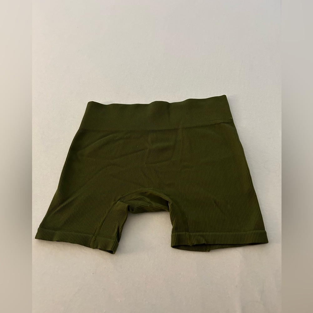 Green workout shorts